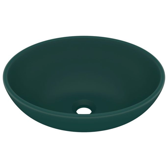 Lavabo ovale de luxe Vert foncé mat 40x33 cm Céramique - Photo n°2