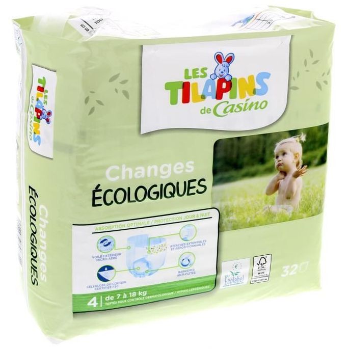 Les Tilapins couches écologiques T4x32 couches LesTendances.fr
