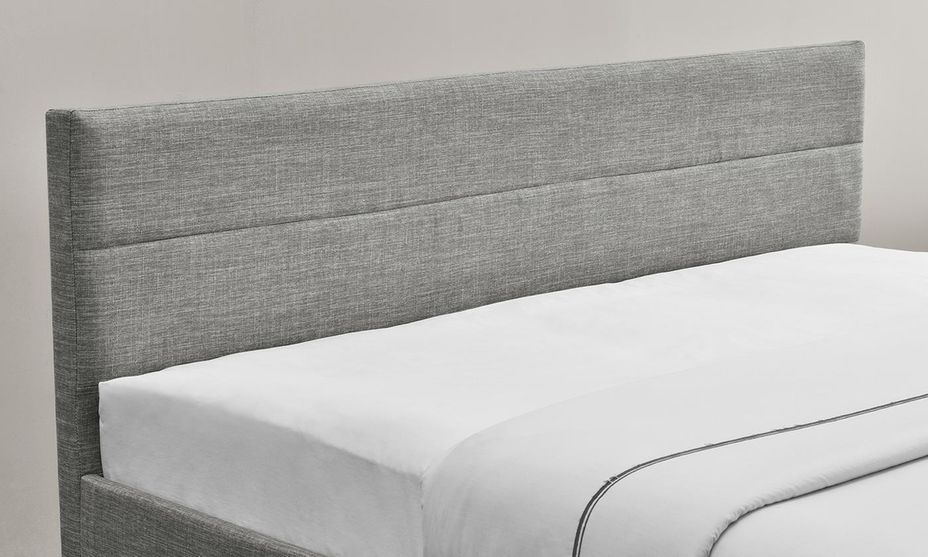 Lit 4 tiroirs 140x190 cm tissu lin gris clair Souba - Photo n°5