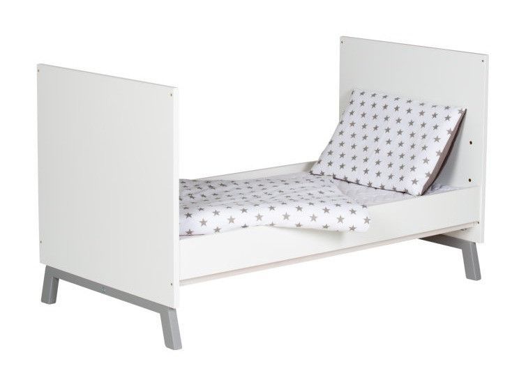Lit 70x140 cm bois blanc et pieds hêtre gris Florence - Photo n°2