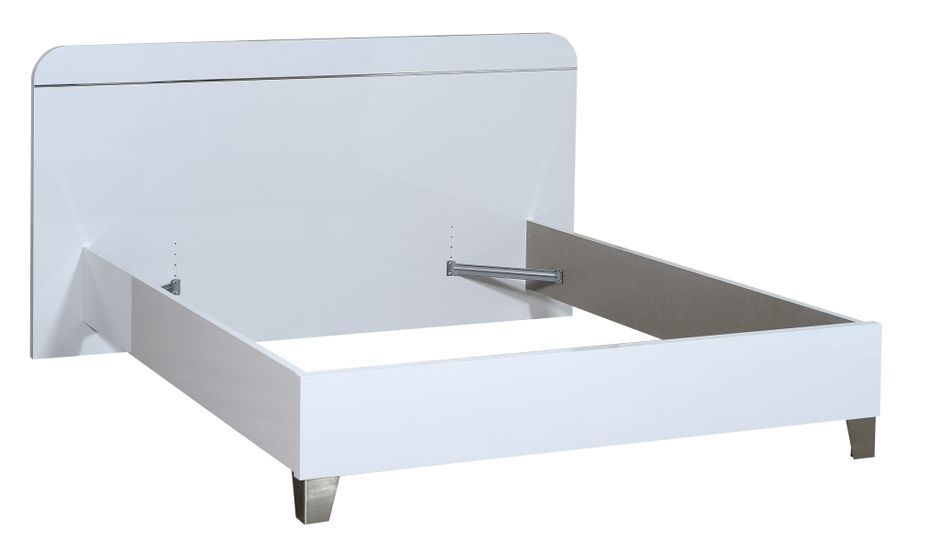 Lit adulte moderne bois laqué blanc brillant Best 160 - Photo n°3