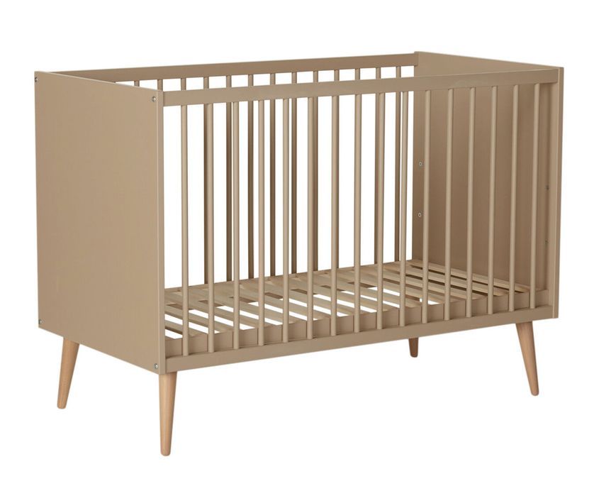 Lit bébé 60x120 cm bois laqué taupe et hêtre clair Cosy - Photo n°2