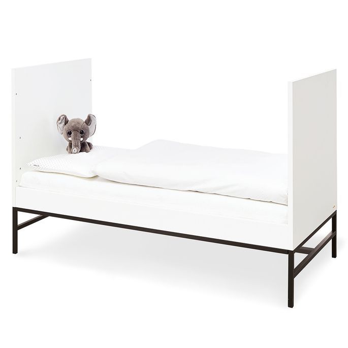 Lit bébé évolutif bois blanc et métal gris Steel 70x140 cm - Photo n°2
