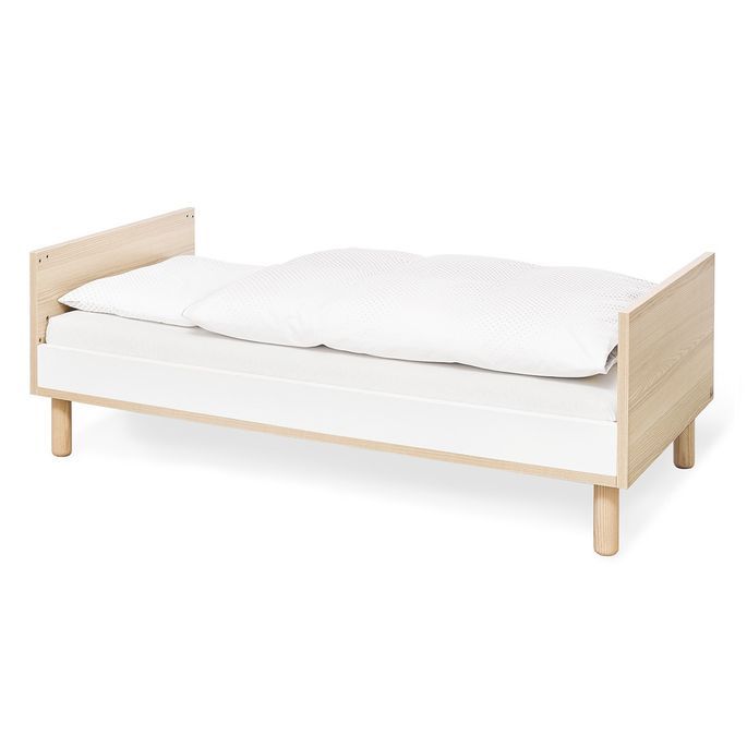 Lit bébé évolutif bois massif blanc et frêne Flow 70x140 cm - Photo n°2