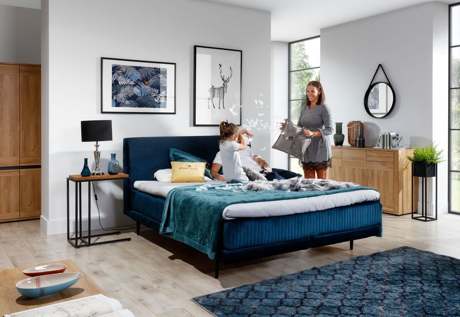 Lit boxspring 180x200 cm velours gris clair sommier et matelas inclus Mastera - Photo n°7