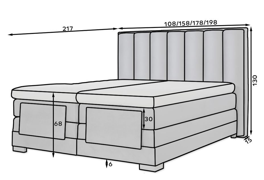 Lit boxspring électrique velours noir avec matelas et surmatelas Arkos - Photo n°9