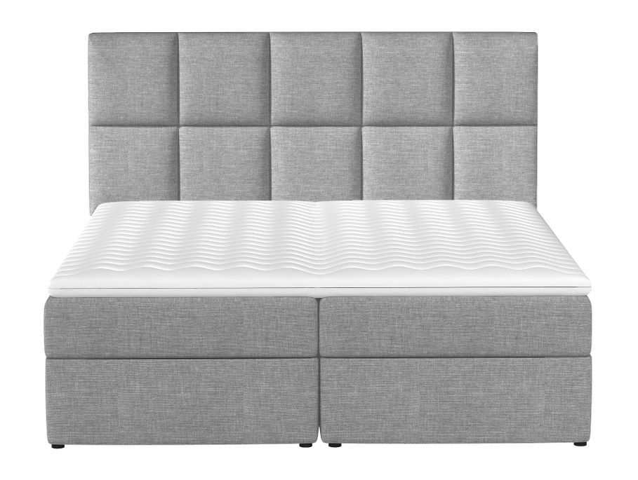 Lit boxspring tissu jaune avec matelas et surmatelas Lizen - Photo n°4