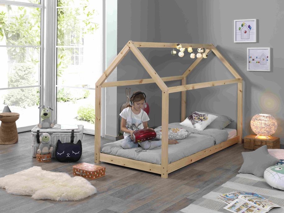 Lit cabane 90x200 cm pin massif clair Cabana - Photo n°4