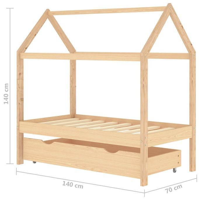 Lit cabane enfant avec tiroir Bois de pin massif 70x140 cm - Photo n°7