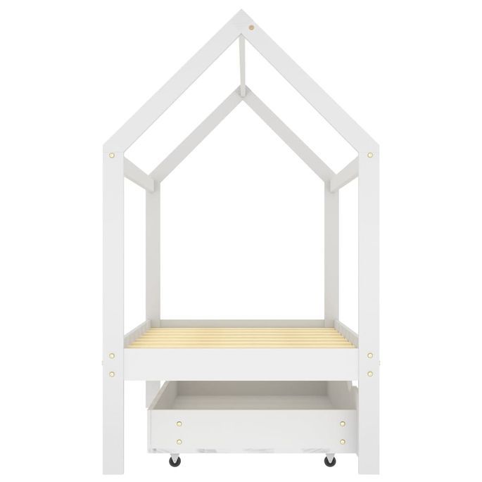 Lit cabane enfant avec un tiroir Blanc Pin massif 80x160 cm - Photo n°4