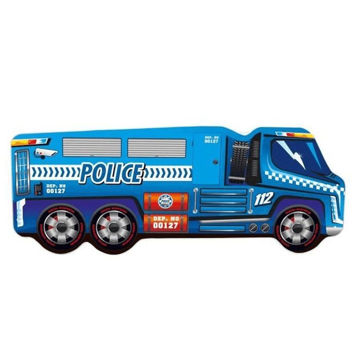 Lit camion police bleu 70x140 cm - Sommier et matelas inclus - Photo n°2