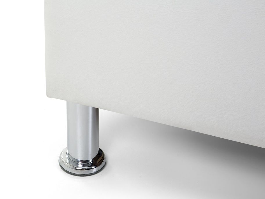 Lit capitonné similicuir blanc Ventus 140x190 cm - Photo n°3