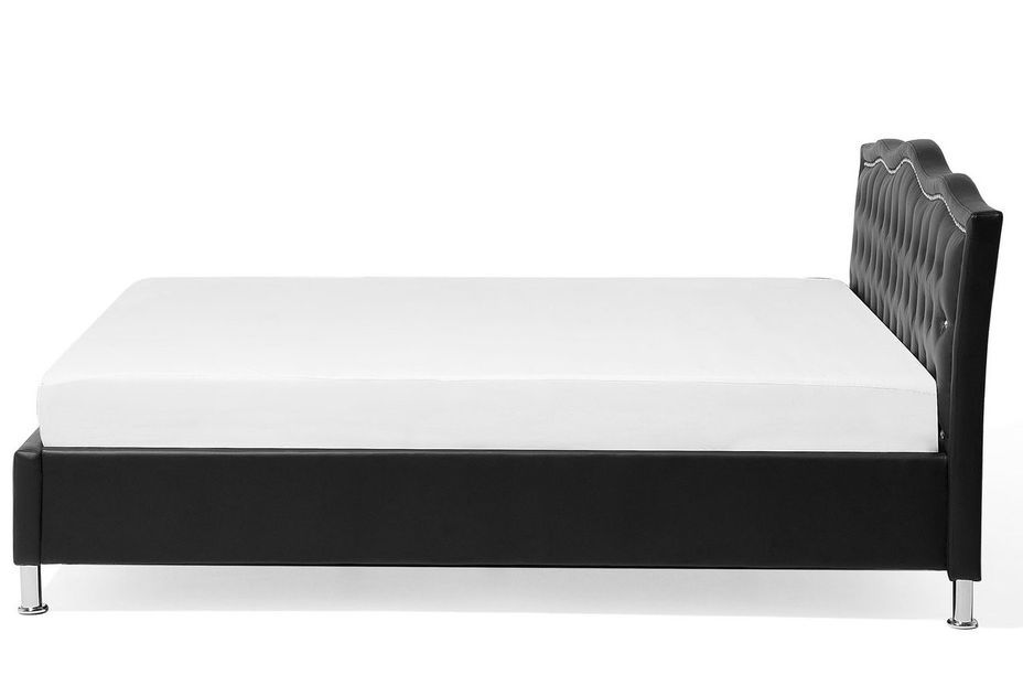 Lit capitonné similicuir blanc Ventus 140x190 cm - Photo n°4