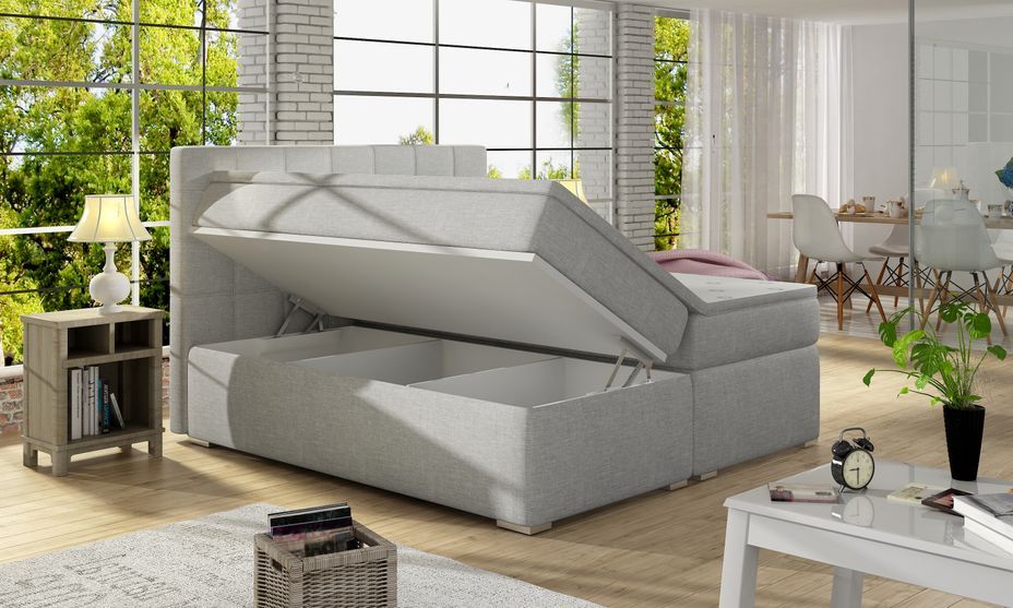 Lit chambre d'hôtel avec matelas simili cuir blanc Alko - Photo n°5
