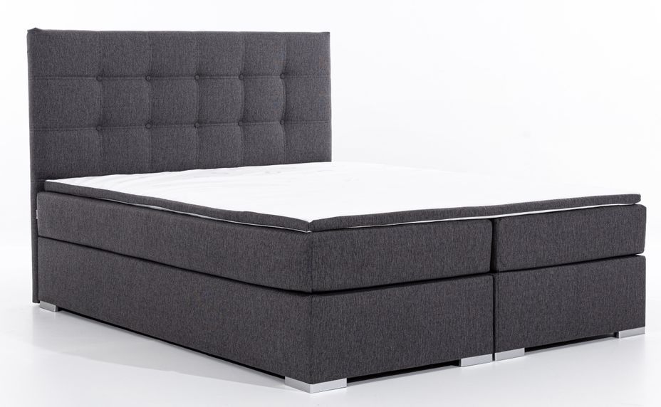 Lit coffre boxspring simili cuir marron avec matelas et surmatelas Kavin - Photo n°5