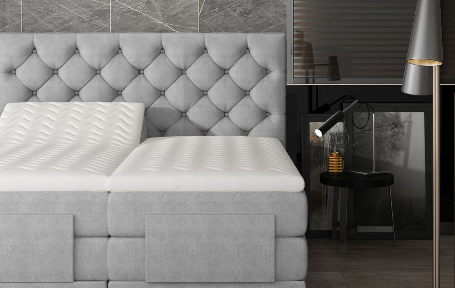 Lit continental électrique velours noir avec matelas et surmatelas Karmen - Photo n°13