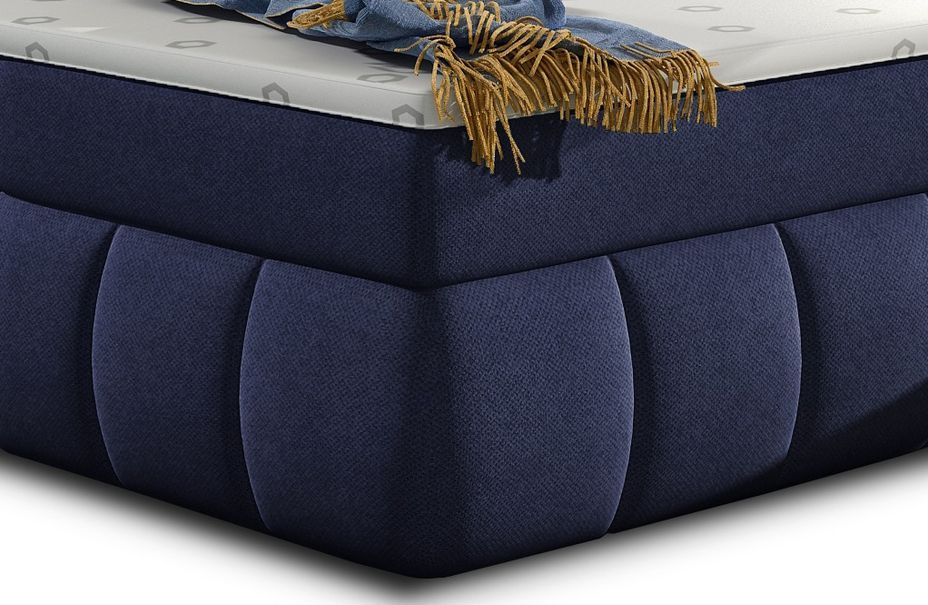 Lit continental matelassé tissu bleu foncé Florencia - Photo n°4