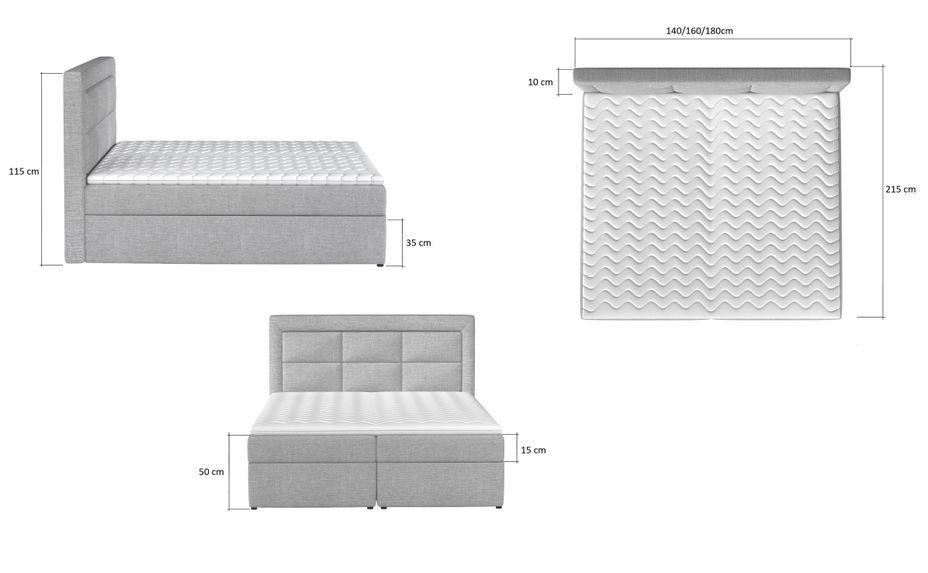 Lit continental simili cuir blanc Balore - Photo n°7
