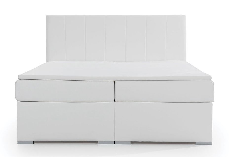 Lit continental simili cuir noir avec matelas et surmatelas Louna - Photo n°13