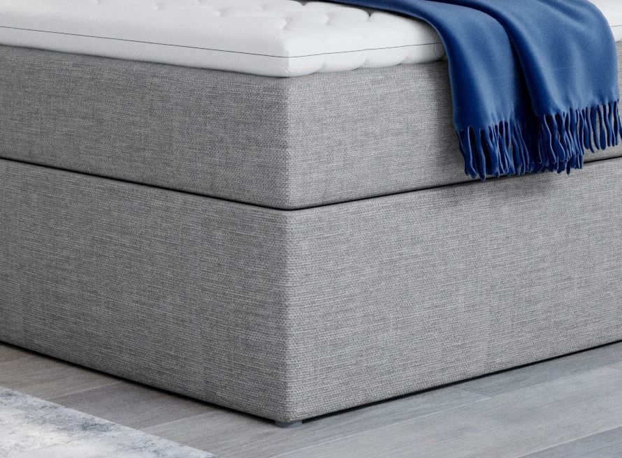 Lit continental tissu gris clair chiné Balore - Photo n°3