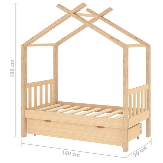 Lit d'enfant avec tiroir Bois de pin massif 70x140 cm - Photo n°7