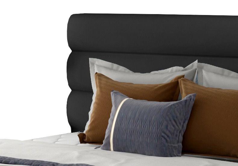 Lit design simili cuir noir Klarina - Photo n°3