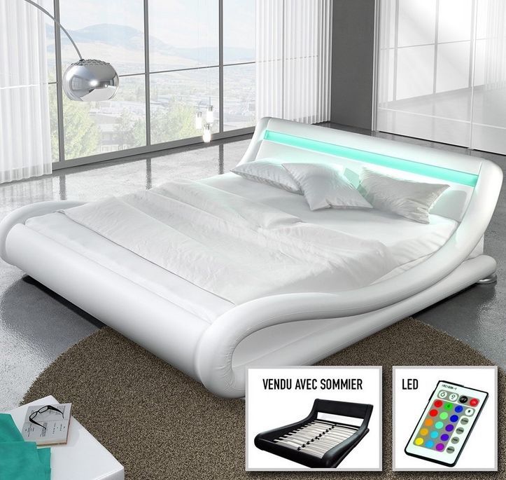 Lit design simili rouge avec Led Zapa 160 | LesTendances.fr