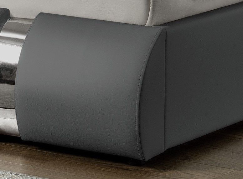 Lit design coffre 140x190 cm similicuir gris et métal Ange - Photo n°5