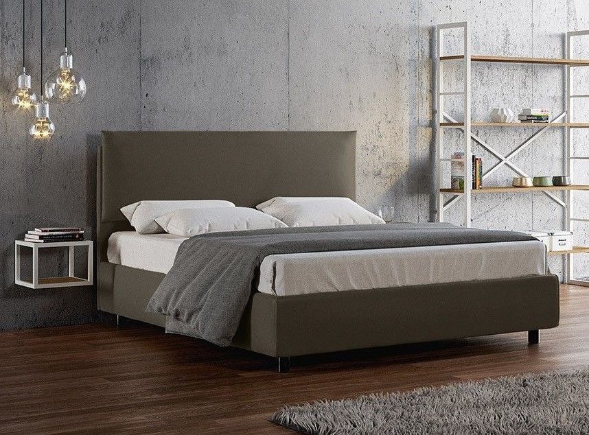 Lit double similicuir gris Andy 160x190 cm - Photo n°2