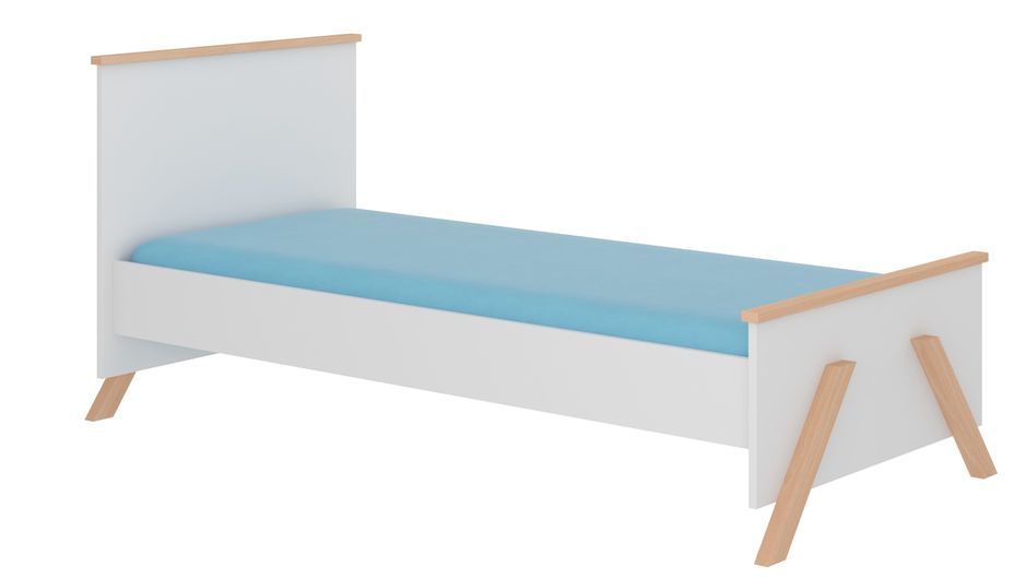 Lit enfant bois pin naturel et blanc 90x200 cm avec 2 tiroirs de rangement Kandou - Photo n°3