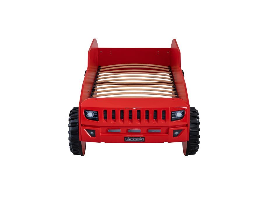 Lit enfant jeep rouge tout terrain avec phares - Photo n°5