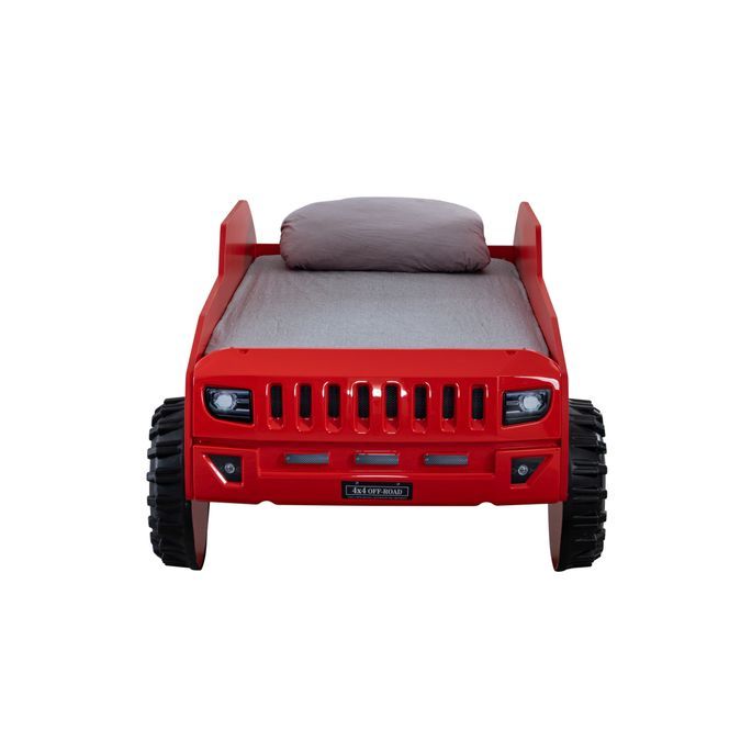 Lit enfant jeep rouge tout terrain avec phares - Photo n°9