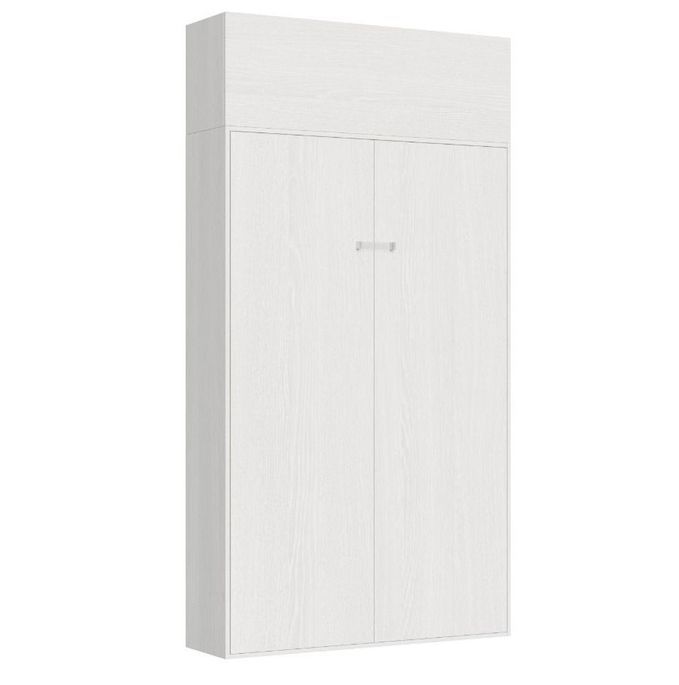 Lit escamotable 140x190 cm avec 1 meuble haut bois blanc kanto - Photo n°2