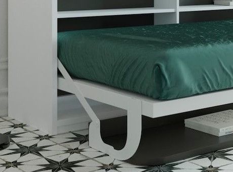 Lit escamotable 140x190 cm P 53 cm chêne blanchi avec étagères et bureau Miko - Photo n°4