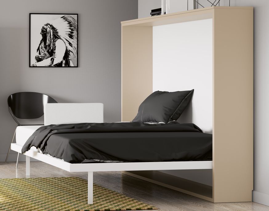 Les Tendances - Lit escamotable horizontal 140x190 cm Paula cadre