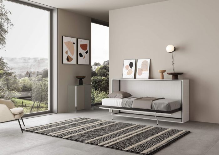 Lit escamotable horizontal bois blanc kanto 85x185 cm - Photo n°3