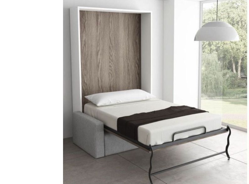 Les Tendances - Lit escamotable vertical 140x190 cm avec canapé tissu