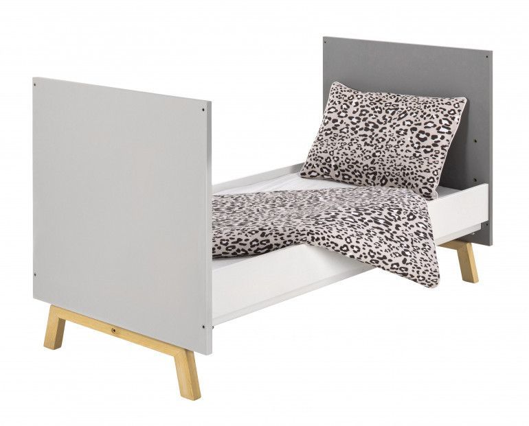 Lit évolutif 70x140 cm bois gris et pieds hêtre clair Vegas - Photo n°2