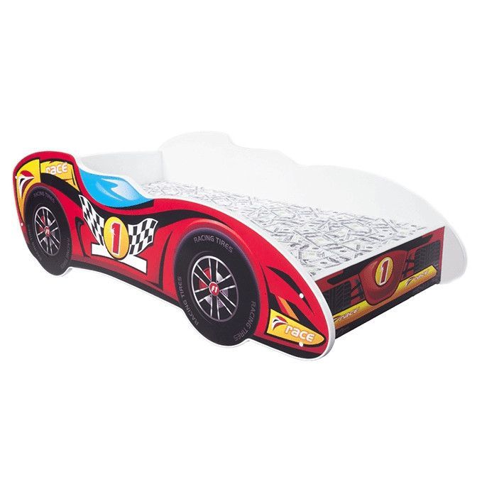 Lit F1 top car mélaminé rouge 80x160 cm - Photo n°1
