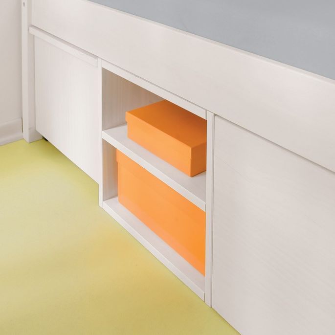 Lit multi-rangement pin massif vernis blanc Jam 180x200 cm - Photo n°6