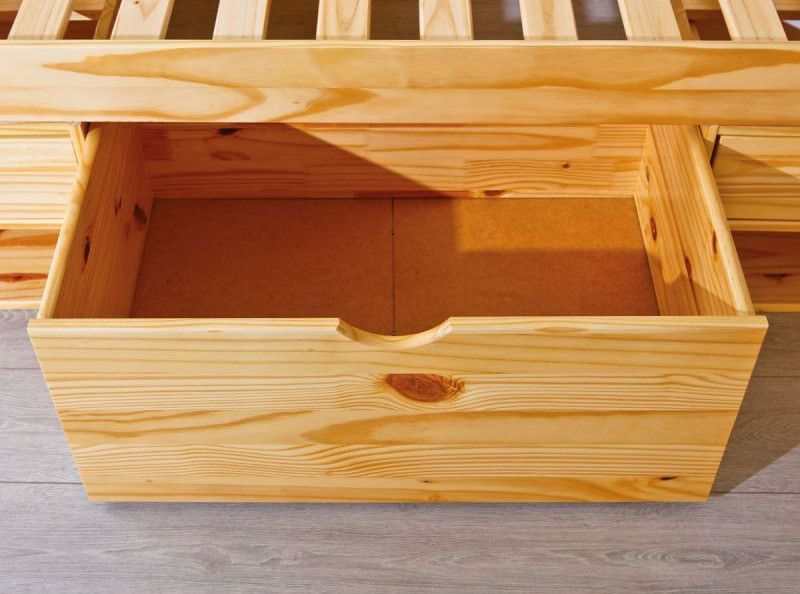 Lit multi-rangement pin massif vernis naturel Klass 140x200 cm - Photo n°4