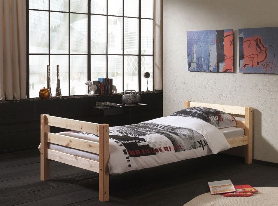 Lit simple 90x200 cm pin massif clair Pino - Photo n°2