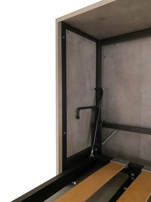 Lit superposé escamotable horizontal bois gris ciment kanto 85x185 cm - Photo n°8