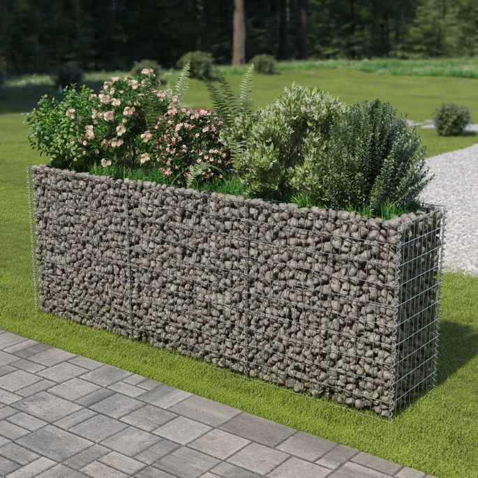 Lit surélevé à gabion Acier galvanisé 270x50x100 cm - Photo n°1