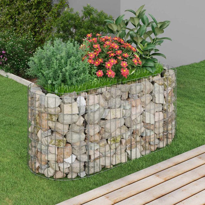 Lit surélevé à gabion Fer galvanisé 120x50x50 cm - Photo n°1