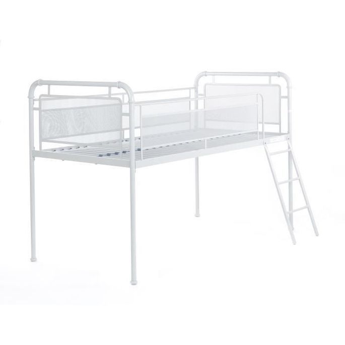 Lit surélevé enfant 90 x 190 cm en métal - Gris clair - Sommier inclus - JULY - Photo n°1