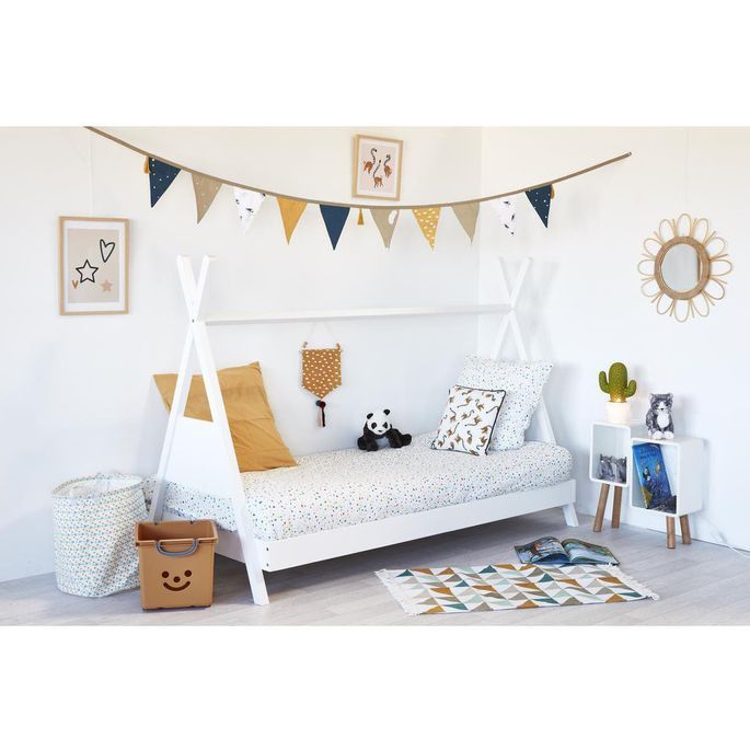Lit tipi pin massif blanc Rokade 90x190 cm - Photo n°5