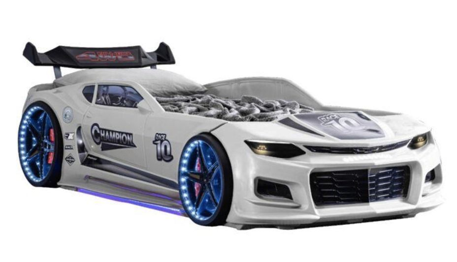 Lit voiture de course Champion blanc 70x140 cm - Photo n°1