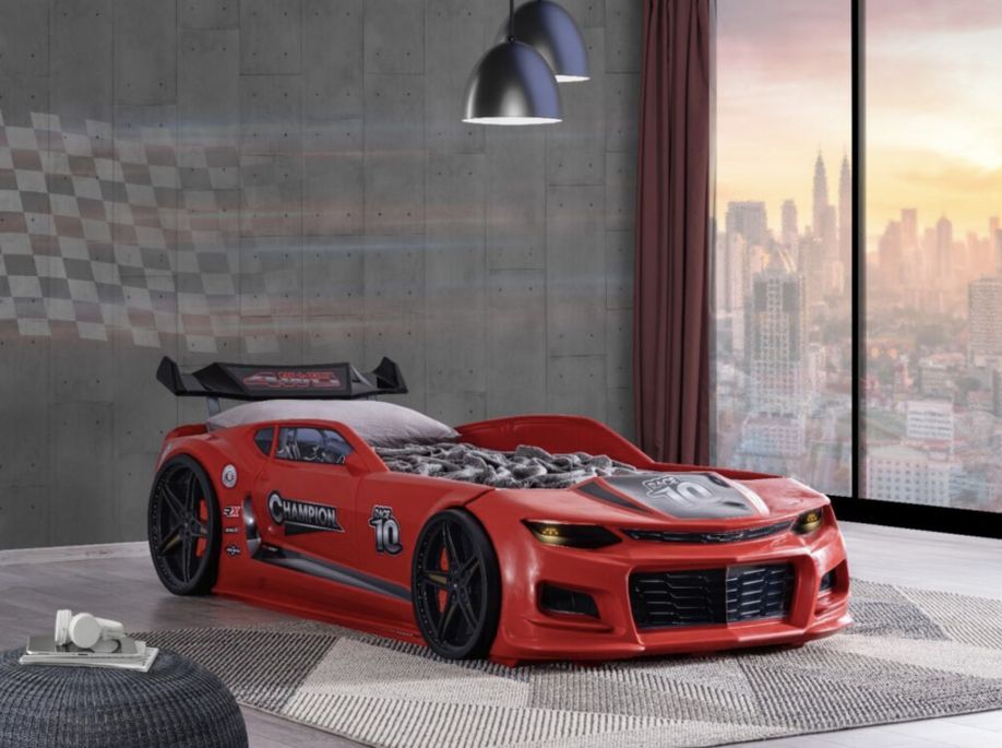 Lit voiture de course Champion racing rouge avec Led et bruitage 90x190 cm - Photo n°4
