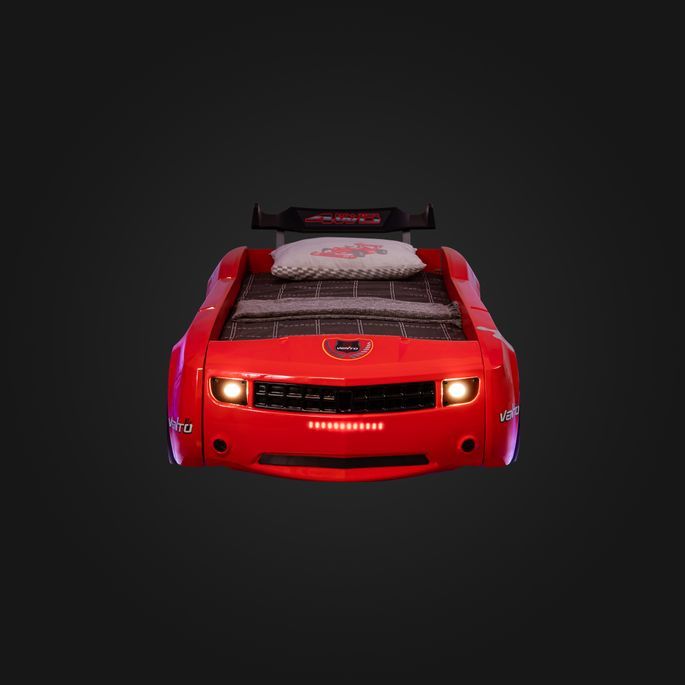 Lit voiture de course rouge avec led et bruitage Fusion 90x190 cm - Photo n°6